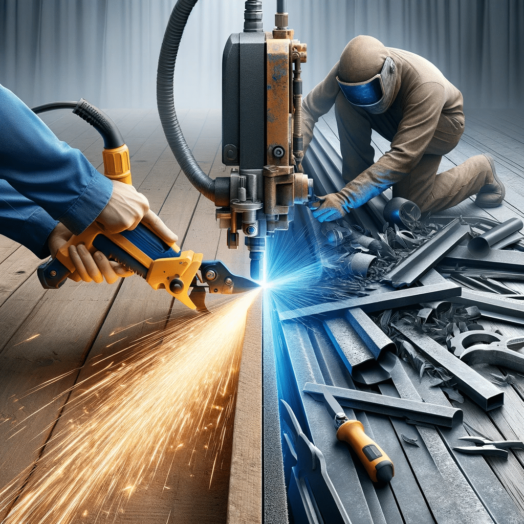 Comparación entre cortadora de plasma y herramientas de corte tradicionales, mostrando eficiencia y precisión en corte de metal | Design & Cutting