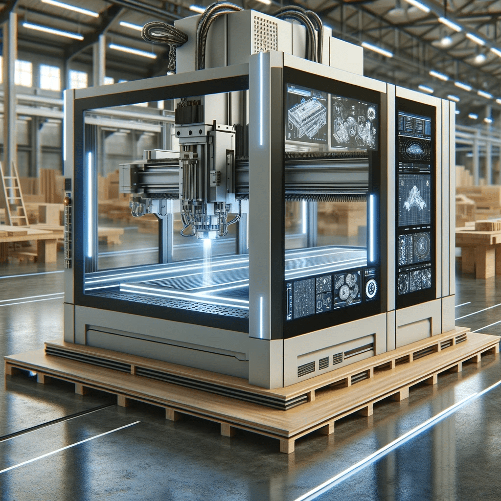 Cortador CNC para madera de última generación, destacando innovaciones como la automatización y software avanzado en un entorno de taller moderno | Design & Cutting
