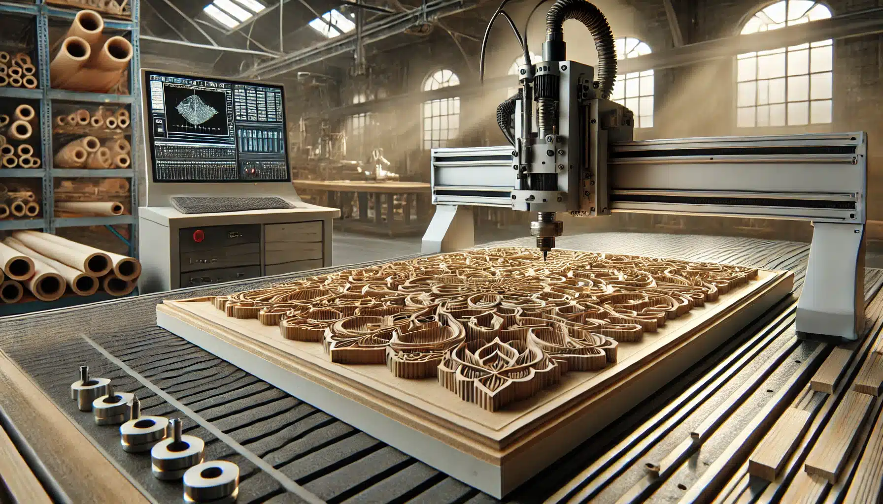 Routers CNC avanzados trabajando en madera y metal con alta precisión en un taller. Máquinas CNC con fresadoras para madera con mecanizado | Design & Cutting